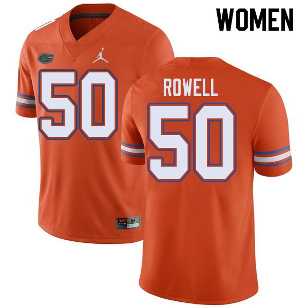 Jordan Brand Women #50 Tanner Rowell Florida Gators College Football Jersey Orange